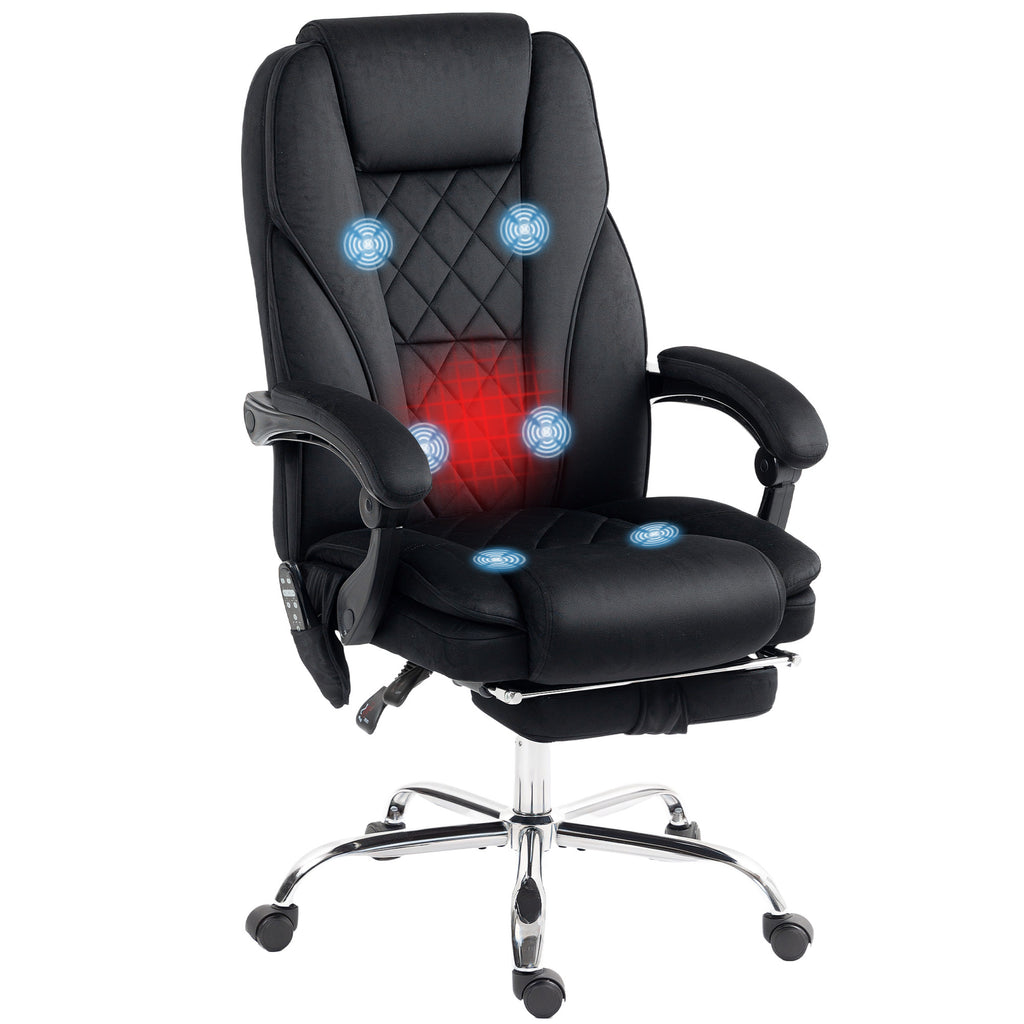 Vinsetto Executive Massage Office Chair, Heated Computer Desk Chair with Adjustable Height and Footrest, Black - Grand Goldma