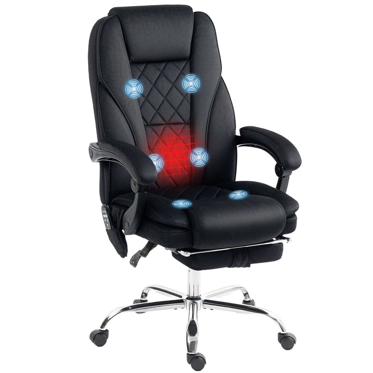 Vinsetto Executive Massage Office Chair, Heated Computer Desk Chair with Adjustable Height and Footrest, Black - Grand Goldma