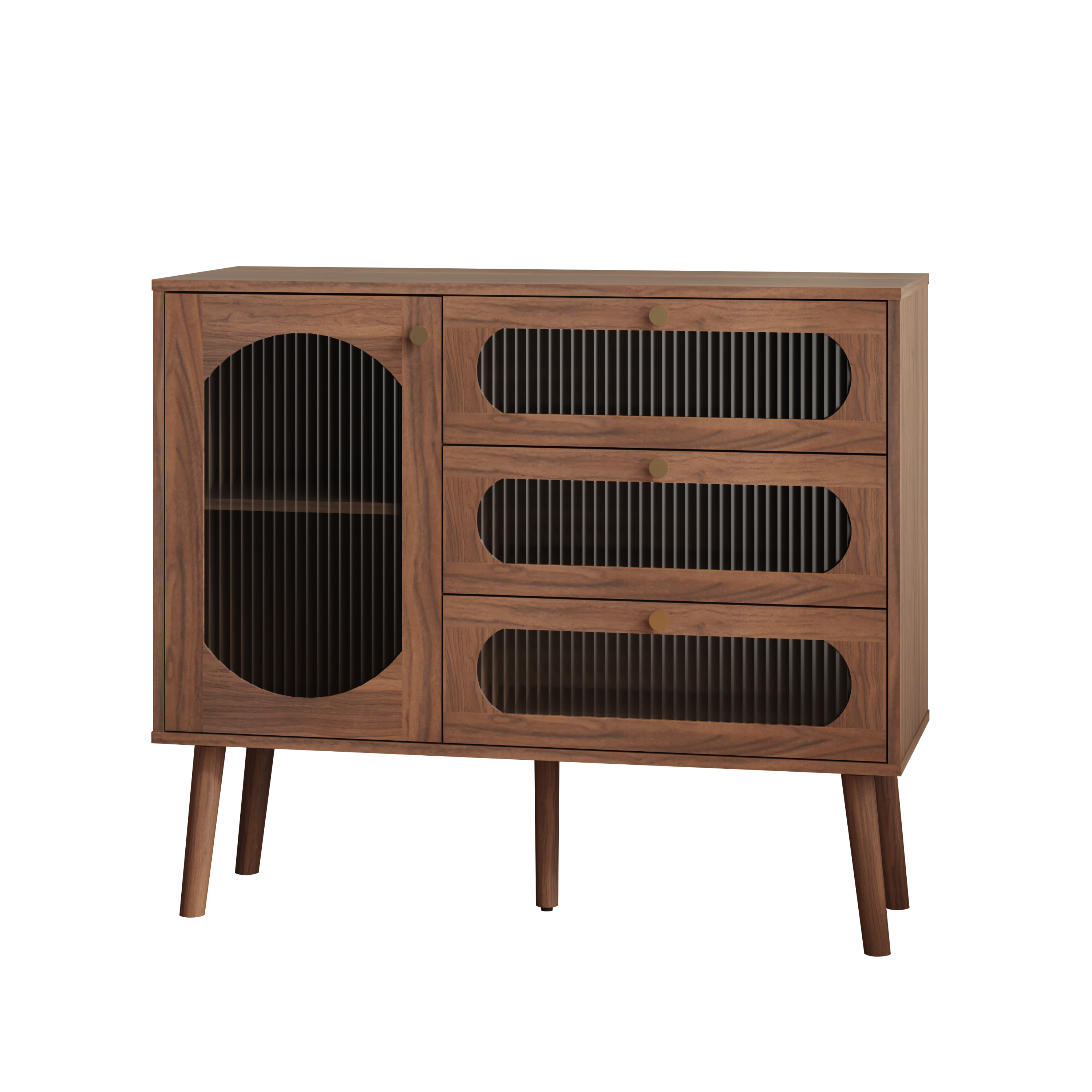 Accent Cabinet with 3 Drawers and Door, Wooden Storage Cabinet with Shelves, Sideboard for Living Room, Entryway, Natural - Grand Goldman Shop
