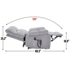 Grey Heat Massage Dual Motor Infinite Position Up to 350 LBS Large Electric Power Lift Recliners with Hidden Cup Holders, Power-Remote, Medium-firm and Heavy Duty - Grand Goldman Shop