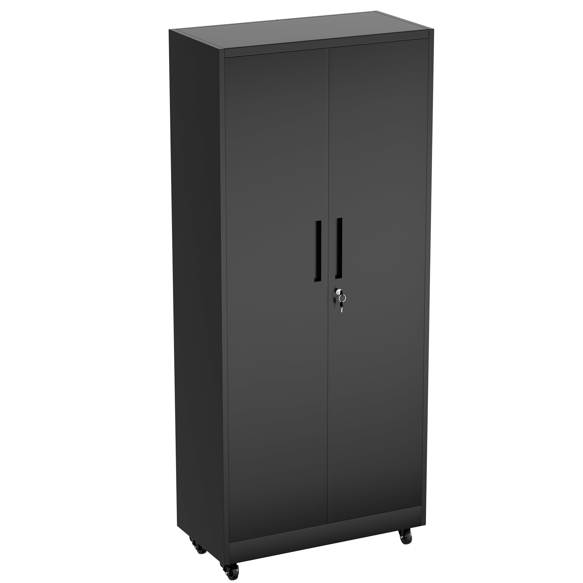 71'H Metal Garage Storage Cabinet with Wheels and Lock, Heavy Duty Rolling Metal Cabinet, 4 Adjustable Shelves (180lb Each), 