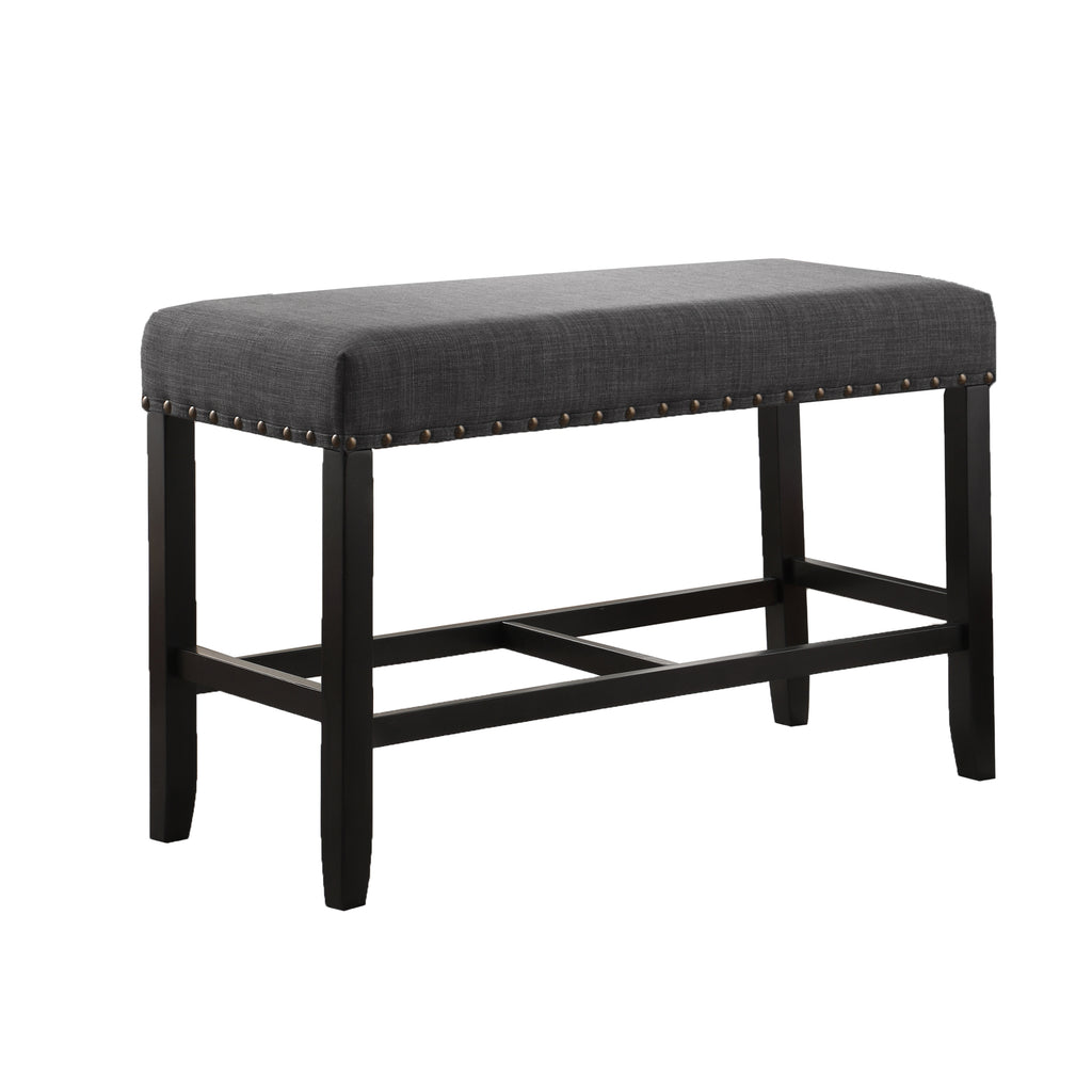 Biony Fabric Counter Height Dining Bench with Nailhead Trim, Grey - Grand Goldman Shop
