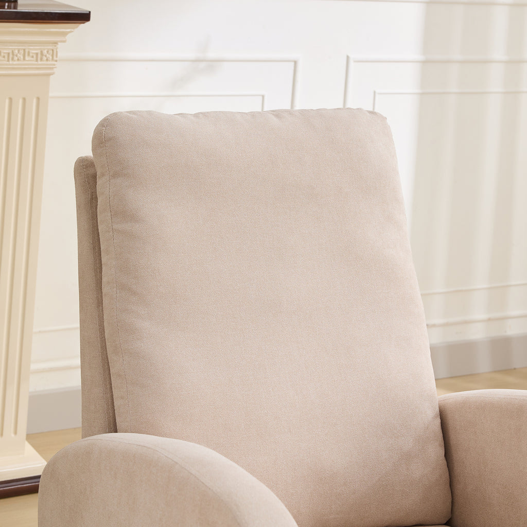 27.2'W Rocking Chair for Nursery, Polyester Glider Chair with High Back and Side Pocket, Rocking Accent Armchair with Rubber Wood Legs for Living Room/Bedroom.Beige - Grand Goldman Shop