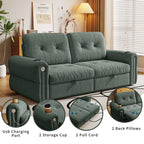 It is a multi-functional sofa, a 77-inch convertible sofa bed, and a 2-in-1 piece suitable for both sitting and lying down. Made of  Chenille fabric, it is suitable for living rooms, bedrooms - Grand Goldman Shop