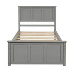 Gray Platform Bed with Twin Trundle and Frame, Solid Wood and MDF Construction, Twin Size - Grand Goldman Shop