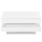 ON-TREND High Gloss Minimalist Design with LED Lights, 2-Tier Square Coffee Table, Center Table for Living Room, 31.5''x31.5''x14.2'', White - Grand Goldman Shop