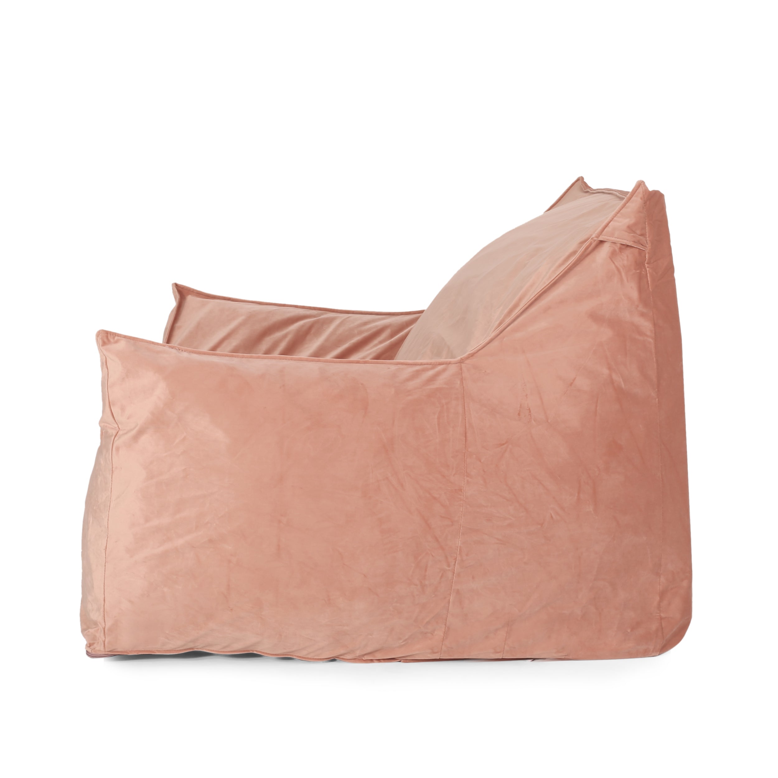 Allea Velveteen Bean Bag Chair with Armrests, Soft Velvet, Pink, 40x40x30 inches - Grand Goldman Shop