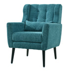 Modern Accent Chair Upholstered Foam Filled Living Room Chairs Comfy Reading Chair Mid Century Modern Chair with Chenille Fabric Lounge Arm Chairs Armchair for Living Room Bedroom (Teal) - Grand Goldman Shop