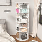 Rotating Shoe Rack Tower, 7-Tier Spinning Shoe Rack, Free Standing 360° Revolving Shoe Organizer,  High Bottom Design Shoe Tower Spinning Storage Lazy Susany, Fits 28 Pairs of Shoes (7-Tier White) - Grand Goldman Shop