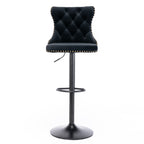 A&A Furniture,Swivel Velvet Barstools Adjusatble Seat Height from 25-33 Inch,17.7 inch base, Modern Upholstered Bar Stools with Backs Comfortable Tufted for Home Pub and Kitchen Island,Black,Set of 2 - Grand Goldman Shop