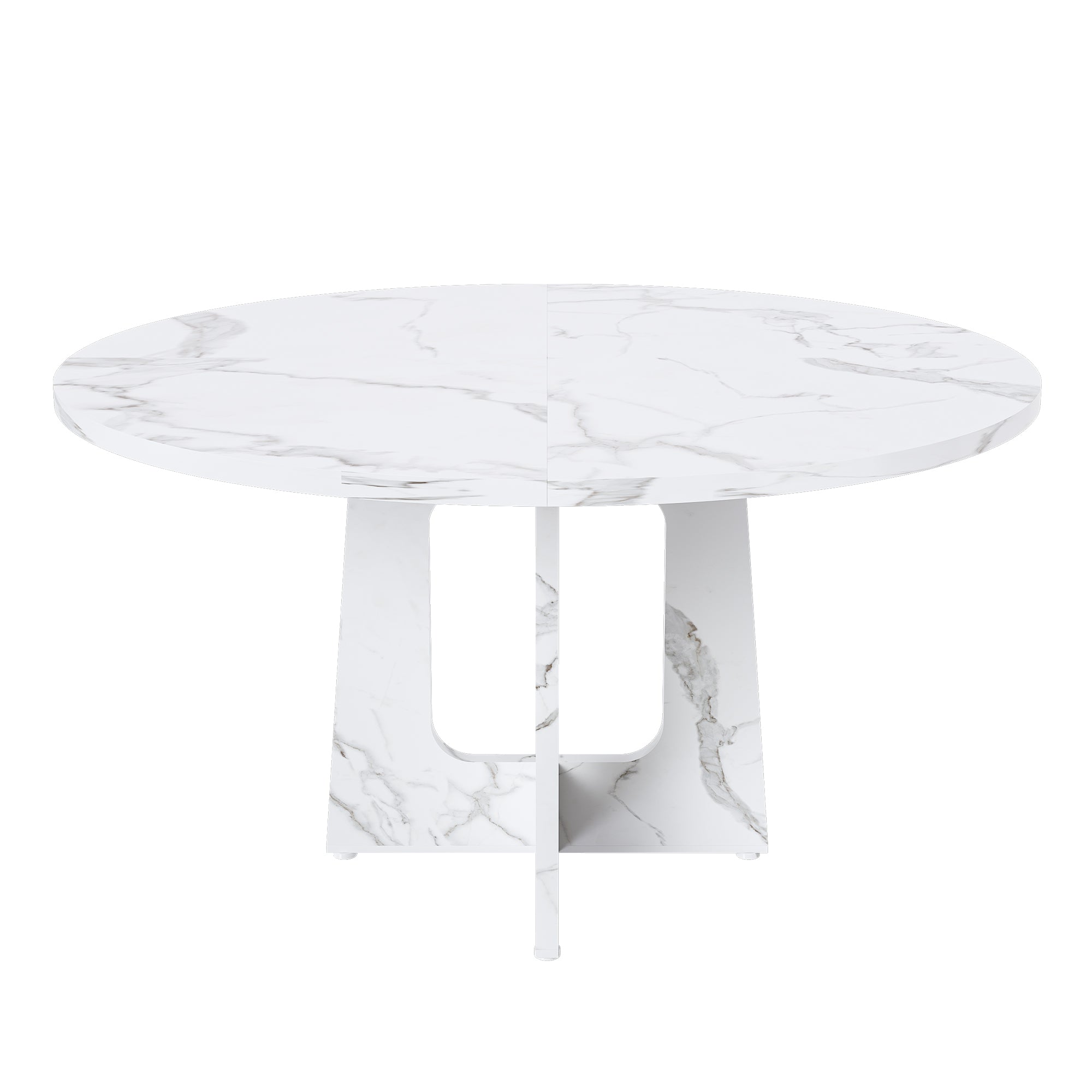 Modern Farmhouse 47.24' Round Dining Table for 4 with Marble White Finish MDF and Iron - Grand Goldman Shop