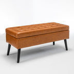 Storage Bench with Storage Bench for Bedroom End of Bed Bench Foot of Bed Bench Entryway Bench Storage Ottoman Bench 43.3' W x 17.7' Brown Leather Bench - Grand Goldman Shop