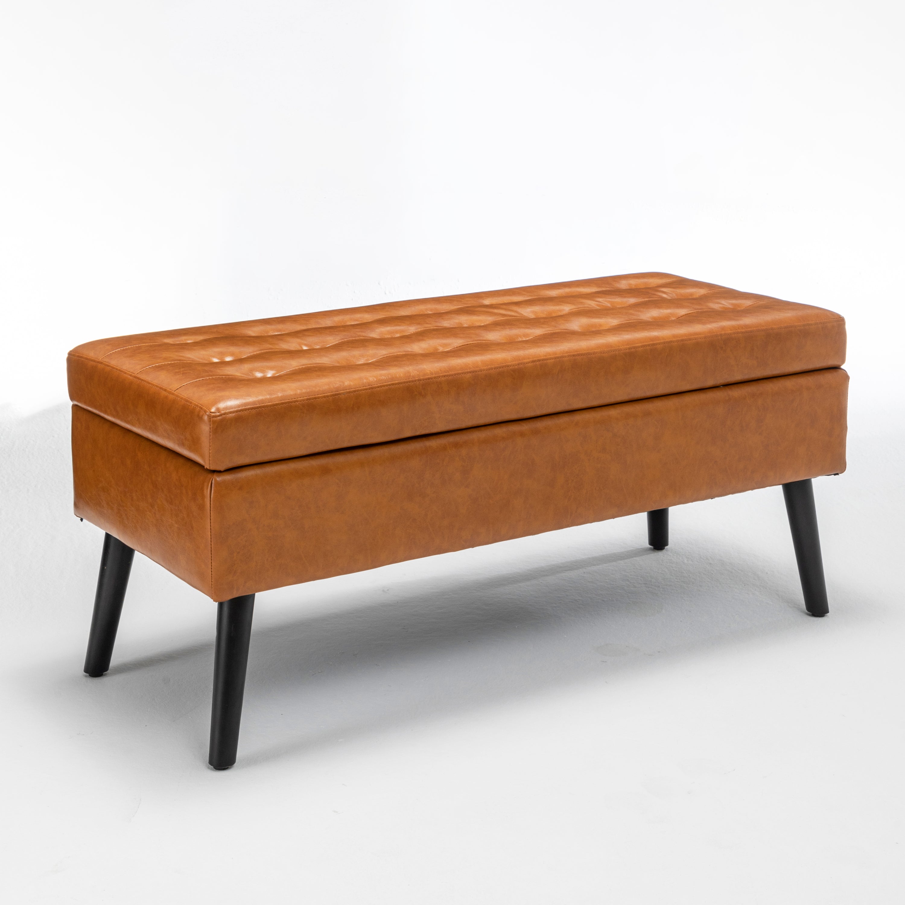 Storage Bench with Storage Bench for Bedroom End of Bed Bench Foot of Bed Bench Entryway Bench Storage Ottoman Bench 43.3' W x 17.7' Brown Leather Bench - Grand Goldman Shop