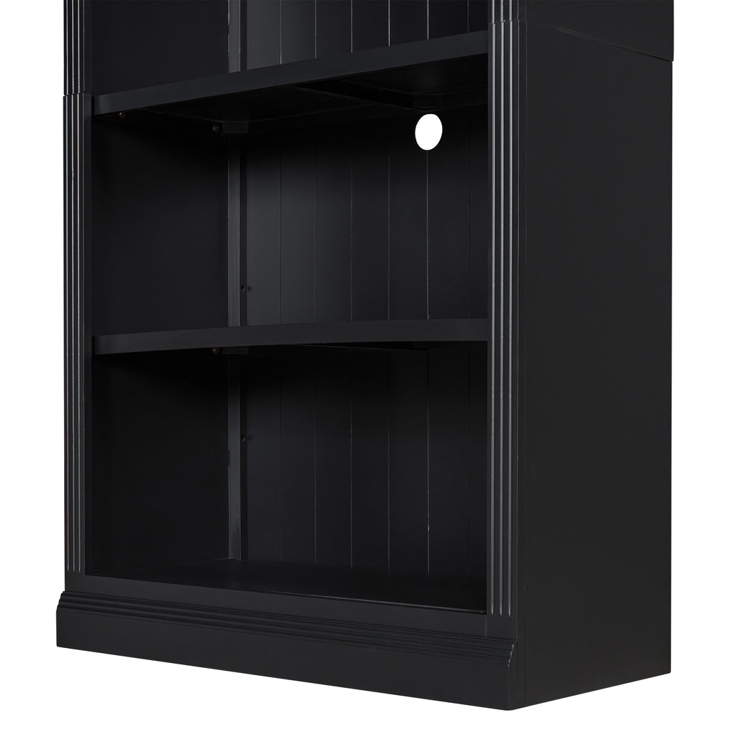 83' Tall Wood Bookcase Suite with light strip ,5-Tier Home Decor Bookcase Suite with Adjustable Shelves,Storage Organizer,Fre