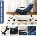 Blue Rocking Chair with Storage, Cushions & Armrests, All-Season Comfort Lounge Recliner, Breathable Ergonomic Lounge Chair for Bedroom, Living Room, Patio, Garden - Grand Goldman Shop