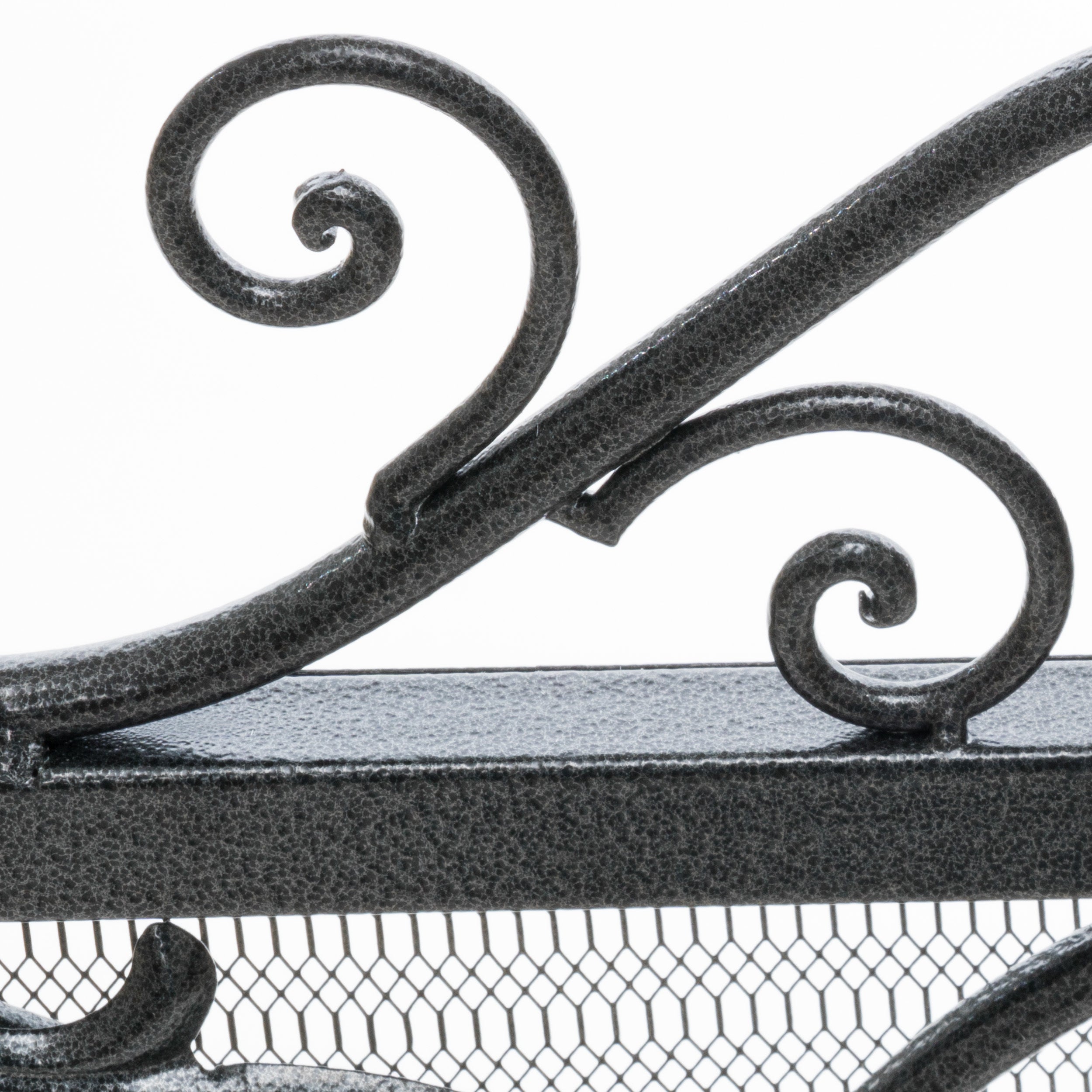 Darcie Wrought Iron Fireplace Screen with Intricate Detailing, Black Finish, Victorian Inspired Design, 10' D x 44' W x 35.5' H - Grand Goldman Shop