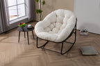 Outdoor Rattan Rocking Chair,Padded Cushion Rocker Recliner Chair Outdoor for Front Porch, Living Room, Patio, Garden, White - Grand Goldman Shop