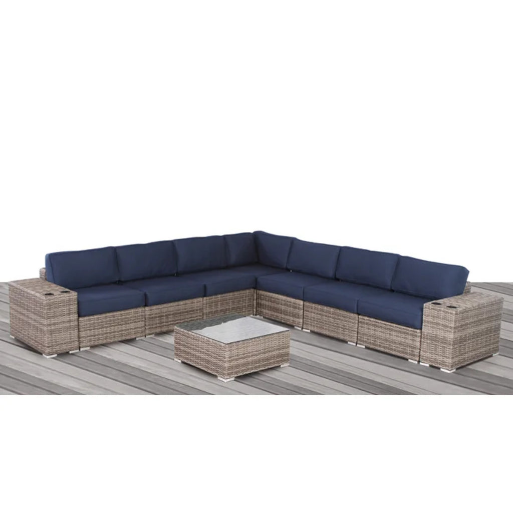 Stylish Rattan Wicker 6-Person Seating Group with Sunbrella Cushions for Outdoor Entertaining
