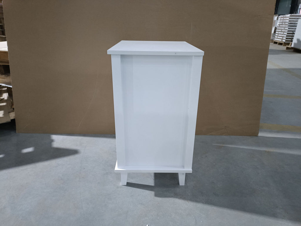 26.77''H White Wooden Nightstand with One Drawer and Shelf, Golden Handle, MDF Construction for Kids and Adults - Grand Goldman Shop