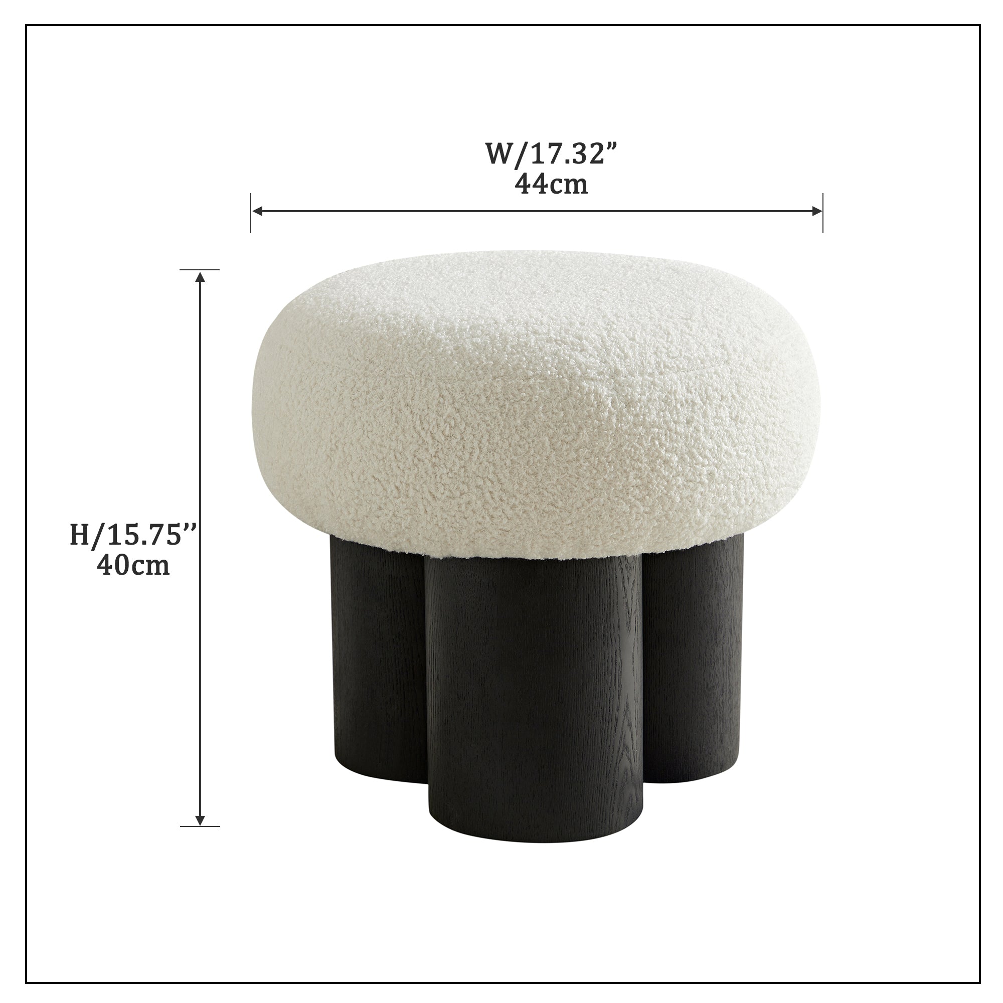 W8017-1 White Lamb Wool Seat with Barrel PVC Pipe and Black Ash Willow - Grand Goldman Shop