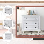 U_STYLE 27.6'' Painted Nightstand with pull-out tray, Fashion Bedside Cabinet with 3 Drawers, Minimalist Sofa Side Table with rubber legs and Metal handle for Bedroom Sofa Couch Office - Grand Goldman Shop