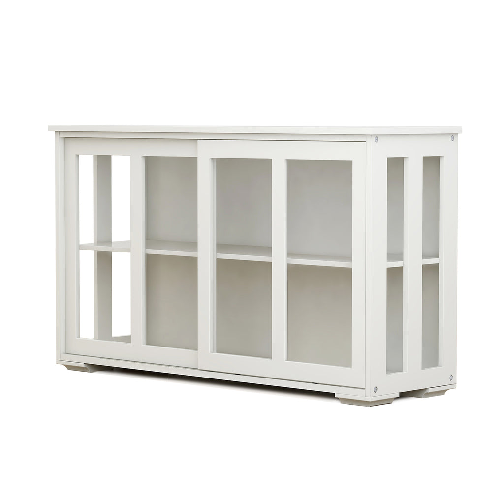 Kitchen Storage Stand Cupboard With Glass Door-White - Grand Goldman Shop