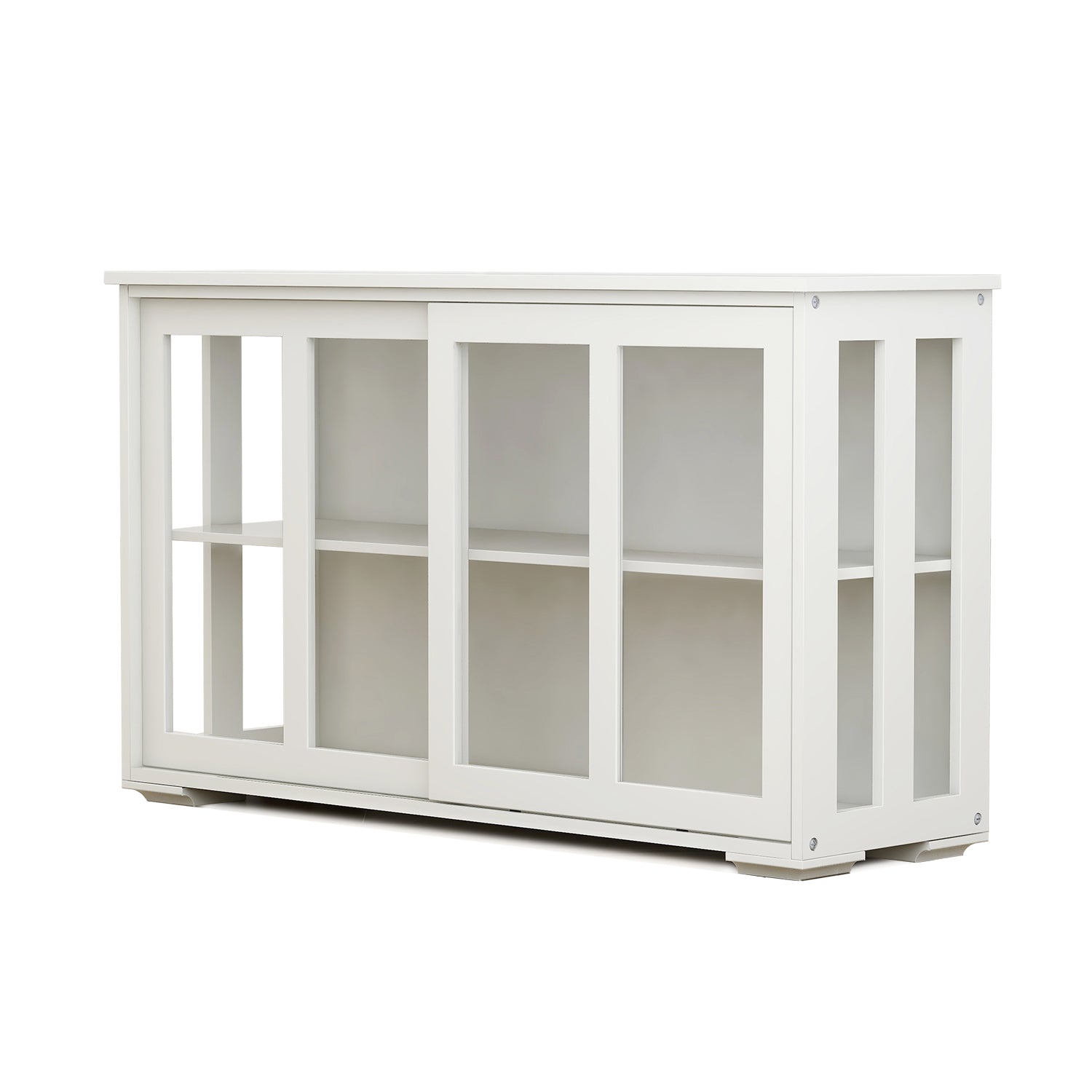 Kitchen Storage Stand Cupboard With Glass Door-White - Grand Goldman Shop