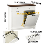 20 Gallon Tilt Out Trash Cabinet Freestanding Trash Bin Cabinet Wood Garbage Recycling Cabinet with Drawer Pet Proof Trash Can Holder for Kitchen Living Room, Antique White (Not include trash can) - Grand Goldman Shop