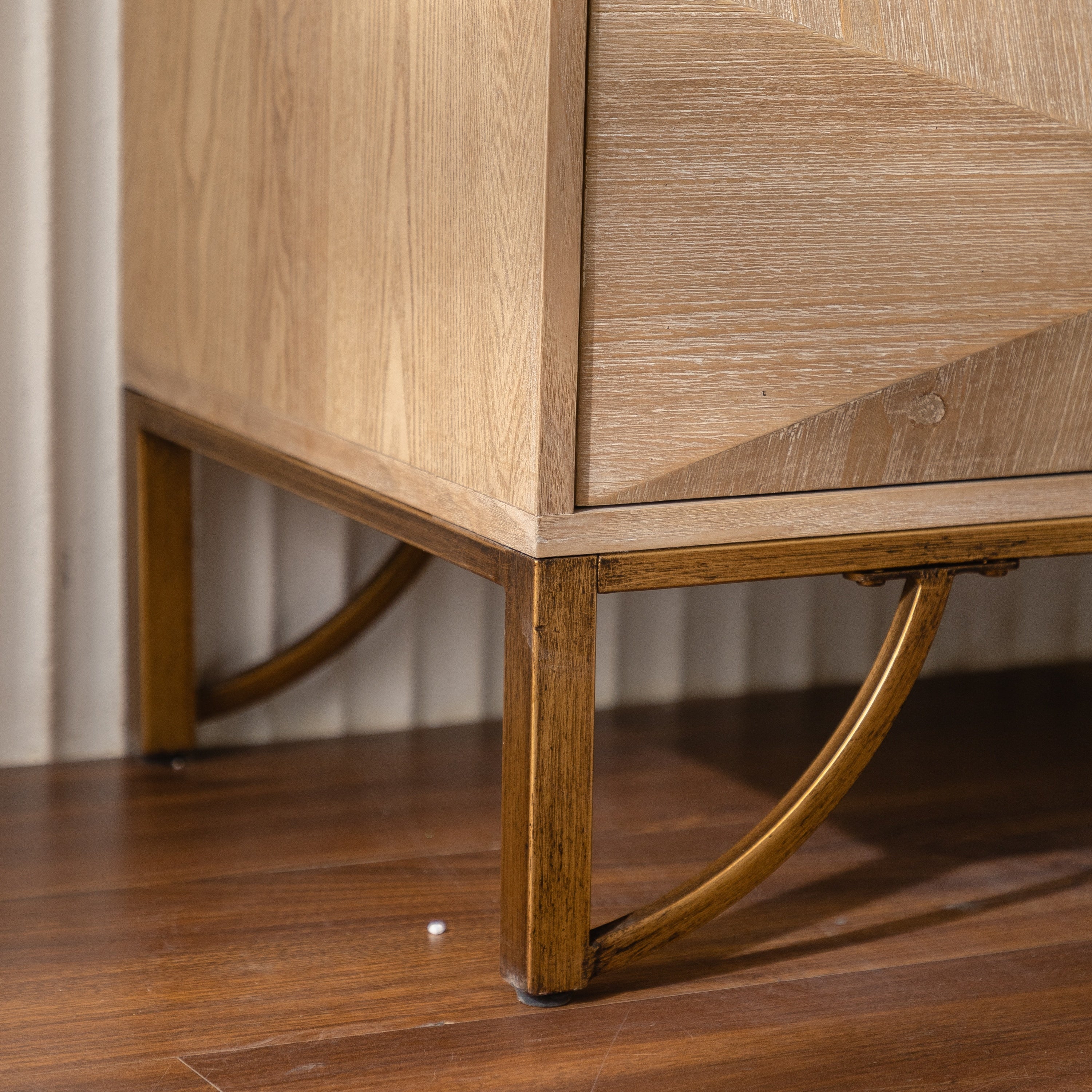 47.24' Light Wood 6-Drawer Dresser - Geometric Relief Chest of Drawers with Gold Metal Legs, Modern Sideboard Console Table for Living Room/Bedroom - Grand Goldman Shop