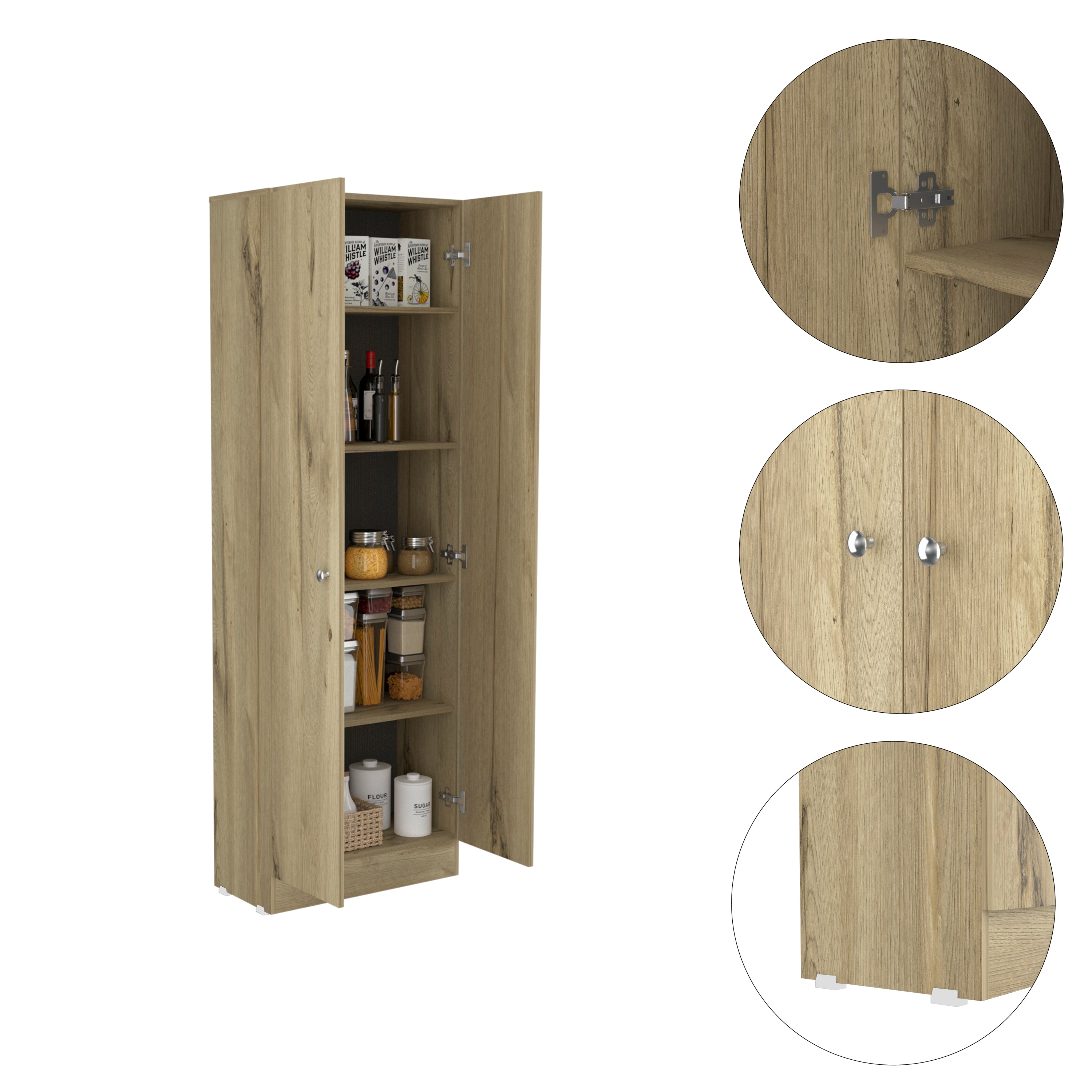 Multistorage Cabinet, Double Door, Five Shelves -Light Oak / Black - Grand Goldman