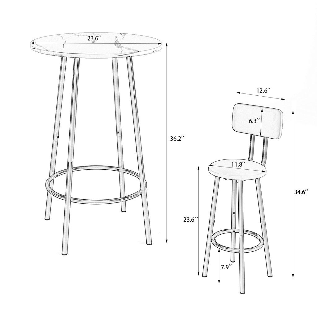 Bar table, equipped with 2 bar stools , with backrest and partition - Grand Goldman Shop