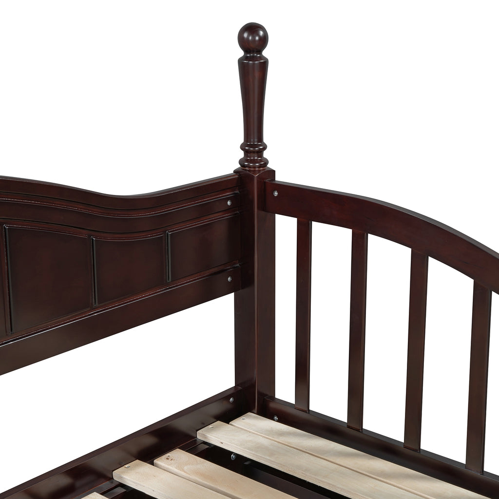 Wooden Twin Size Daybed with Twin Size Trundle, Extendable Daybed with Two Storage Drawers, Espresso(Expected Arrival Time:9.12) - Grand Goldman Shop
