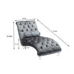 Velvet Chaise Lounge Indoor, Button-Tufted Upholstered Chaise Lounge Chair with Pillow, Silver Velvet, 63.98 Inches - Grand Goldman Shop
