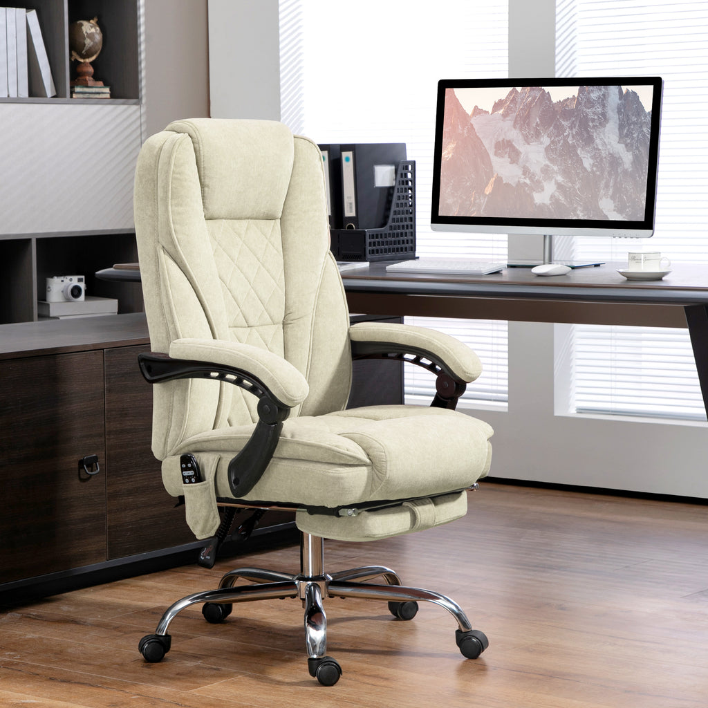 Vinsetto Massage Office Chair with Foot Rest, Executive Office Chair with 6 Vibration Point and Heat, Reclining Computer Chai