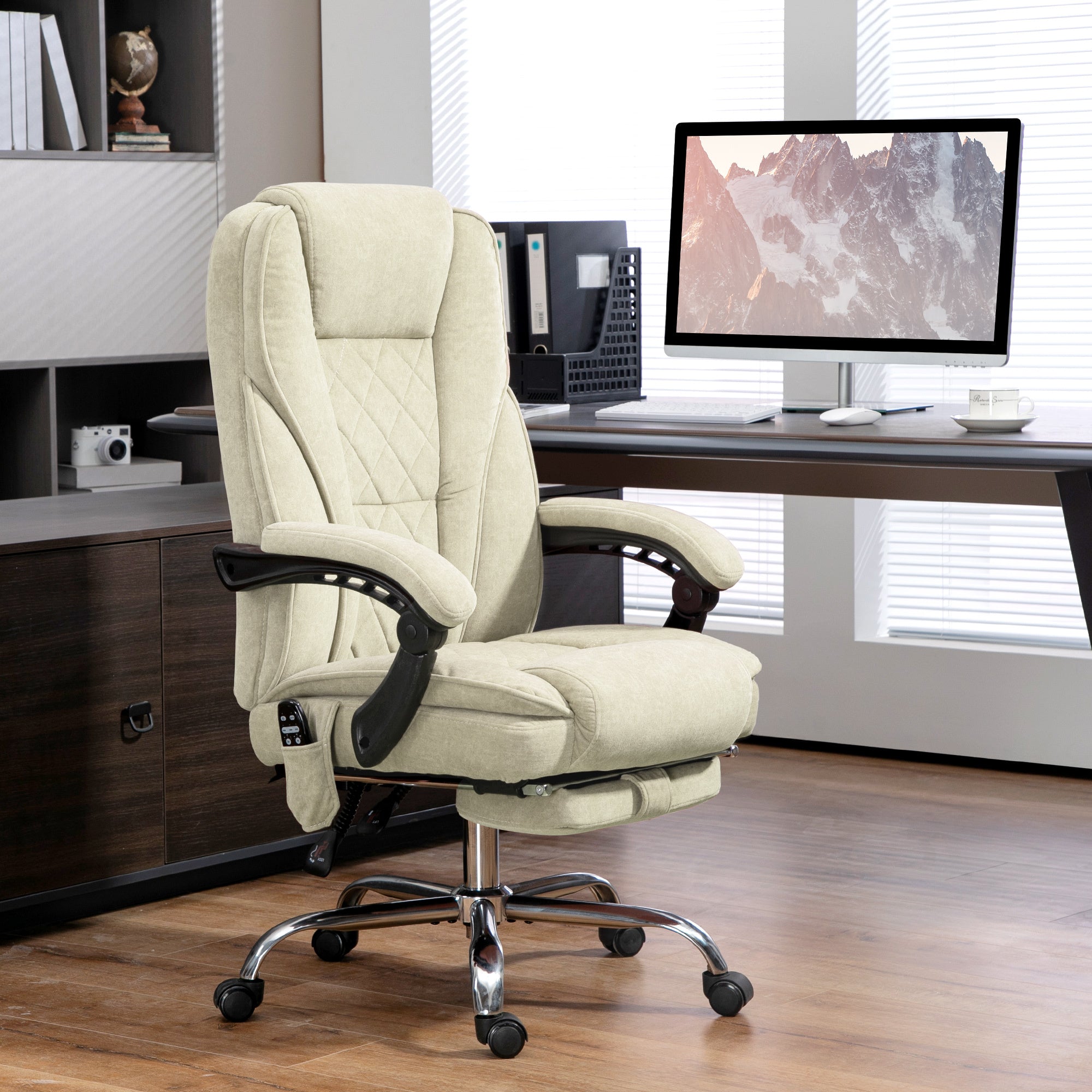 Vinsetto Massage Office Chair with Foot Rest, Executive Office Chair with 6 Vibration Point and Heat, Reclining Computer Chai