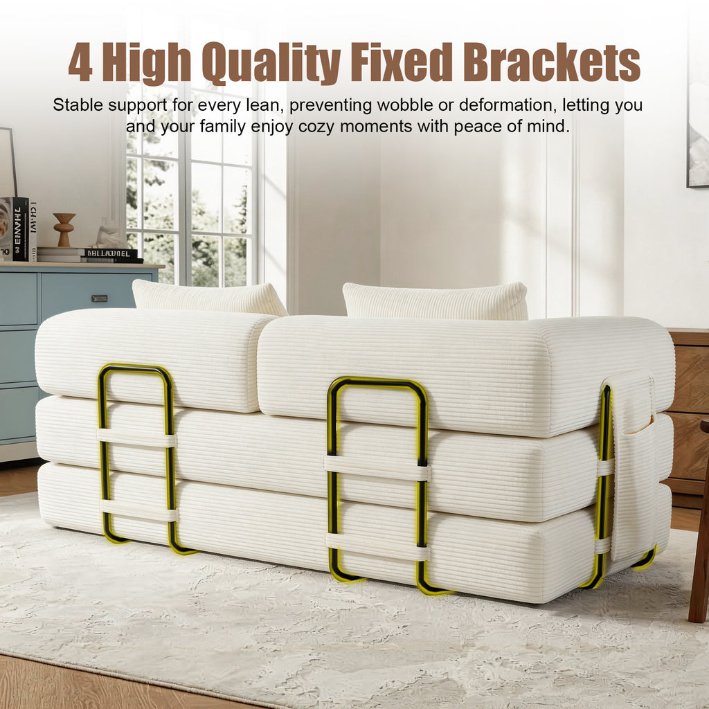 78 Inch Convertible Sleeper Sofa Bed, Futon Boneless Couch Lounge Loveseat with Pull Out Bed, No Assembly Required - Grand Goldman Shop