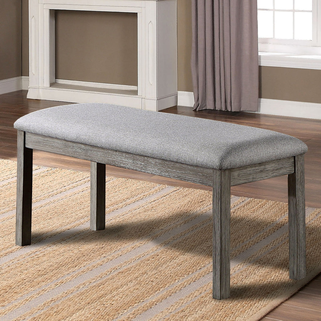 Gray Color Dining Bench Padded Seat 1pc Bench Kitchen Dining Room Wire-Brushed Finish - Grand Goldman Shop
