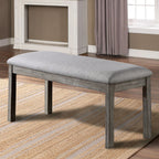 Gray Color Dining Bench Padded Seat 1pc Bench Kitchen Dining Room Wire-Brushed Finish - Grand Goldman Shop