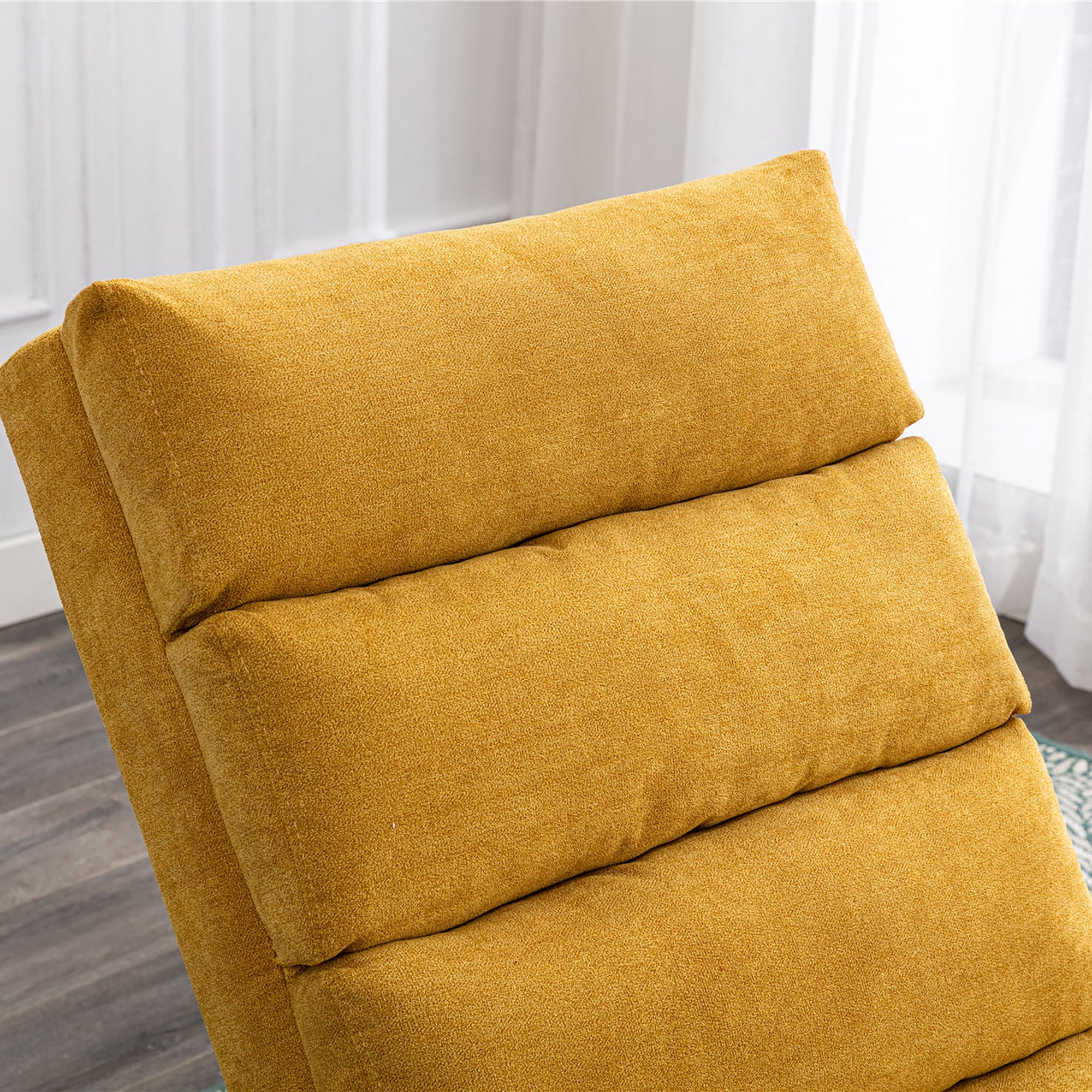 Ergonomic Linen Massage Chaise Lounge with Remote Control, Mustard Color, 5 Modes for Office, Living Room, Bedroom - Grand Goldman Shop