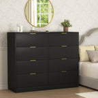 8 Drawers Dresser for Bedroom, Wood Bedroom Dresser Modern Drawer Chest, 8 Chest of Drawer, Tall Dresser for Closet, Dressers Organizer for Living Room, Closet, Hallway Black - Grand Goldman Shop