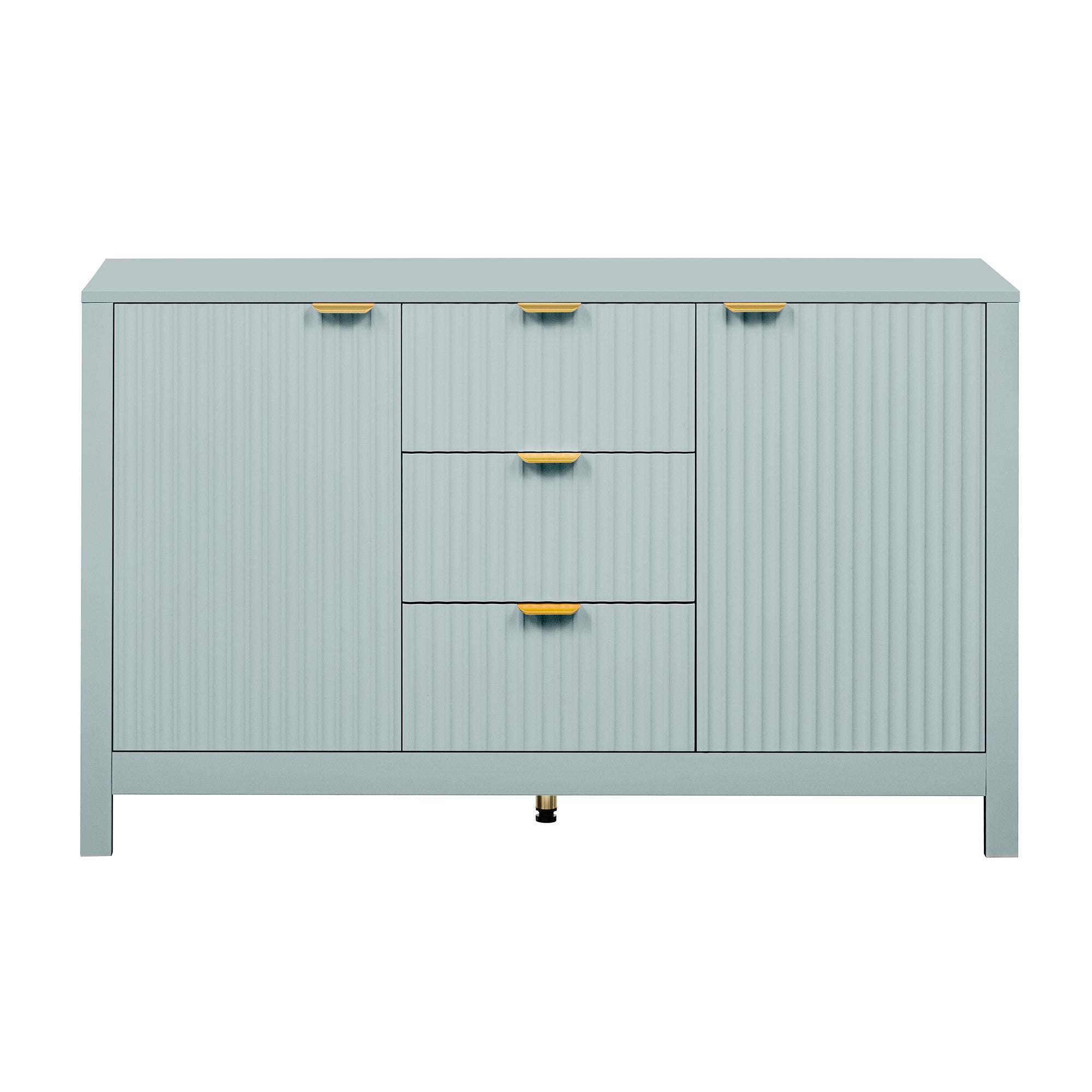 U_STYLE Sideboard with Wave Design - 3 Adjustable Shelves, 3 Drawers & Soft-Close Doors, Storage Console Table with Metal Handles, Suitable for Study, Hallway and Living Room, 3 Colors - Grand Goldman Shop