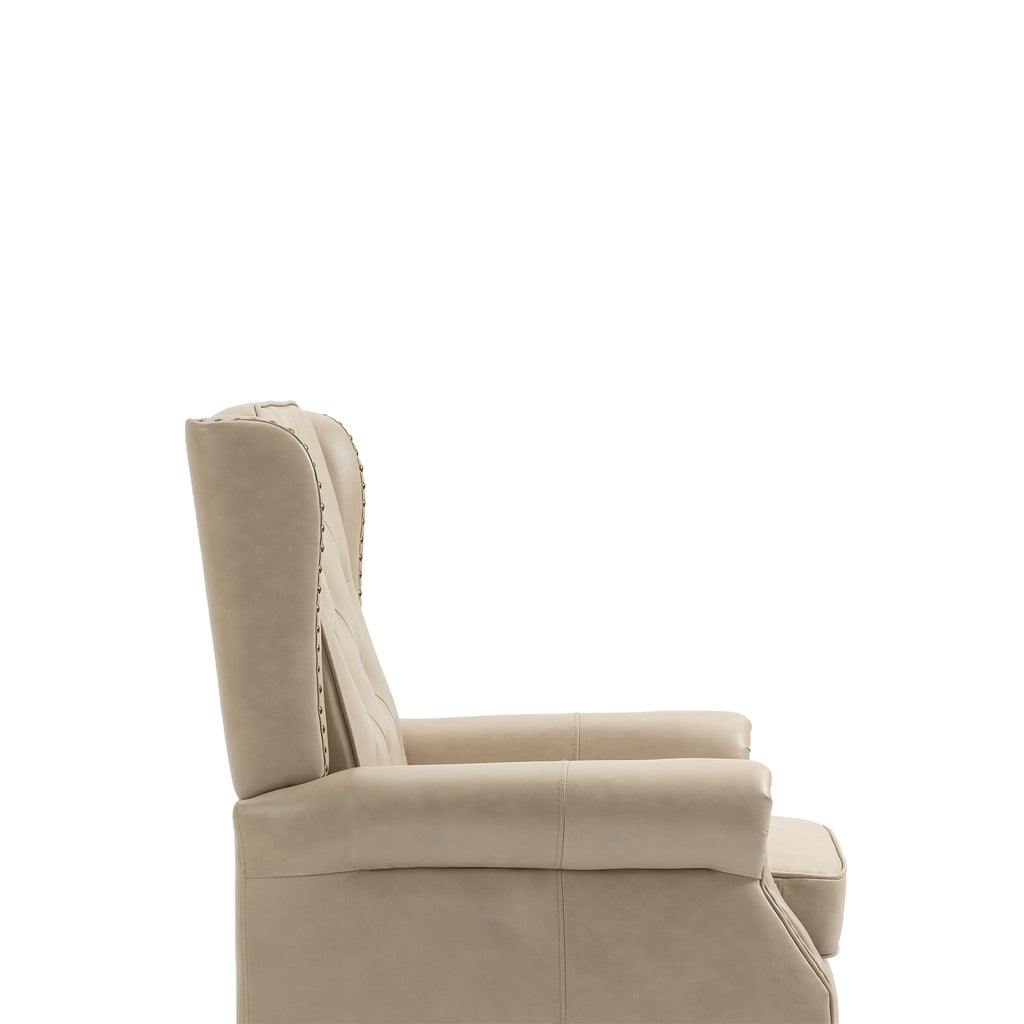 Modern Accent Chair Lounge Chair with Sturdy Wood Legs in Camel PU Leather for Living Room and Bedroom - Grand Goldman Shop