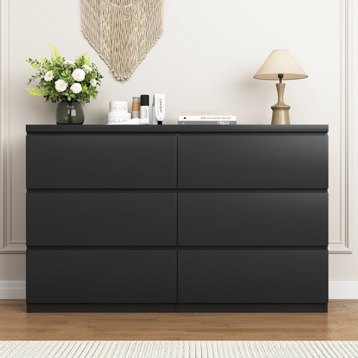 6 Drawer Storage Cabinet ,Dresser, Wood Storage Tower Clothes Organizer, Wide Chest of 6 Drawers, Large Storage Space for Bedroom, Hallway, Entryway Living Room - Grand Goldman Shop
