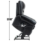 Power Lift Recliner Chair Heat Massage Dual Motor Infinite Position Up to 350 LBS, Genuine Leather, Heavy Duty Motion Mechanism with USB Ports, Black - Grand Goldman Shop