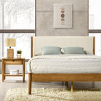 Vichy 3-Piece Rubberwood Corduroy Bedroom Set, Platform Bed with Two Nightstands, Queen - Grand Goldman Shop
