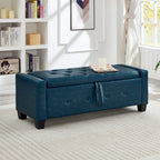 48' Ottoman Bench with Storage, Bench for Bedroom,Living Room,Hallway, Upholstered Tufted Faux Leather PU Ottoman Blue - Grand Goldman Shop
