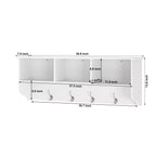 White Entryway Wall Mounted Coat Rack with 4 Dual Hooks Living Room Wooden Storage Shelf - Grand Goldman Shop