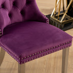 Nikki Collection Modern, High-end Tufted Solid Wood Contemporary Velvet Upholstered Dining Chair with Chrome Stainless Steel Plating Legs,Nailhead Trim,Set of 2,Purple and Chrome, SW1701PP - Grand Goldman Shop