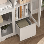 Modern MDF Painted Cabinet with Glass Doors and Drawer, White, for Bedroom and Living Room - Grand Goldman Shop