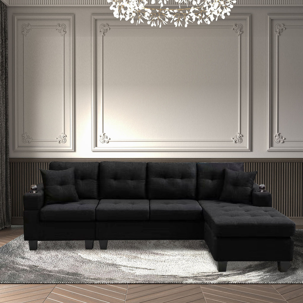 MEGA right sectional sofa with footrest, convertible corner sofa with armrest storage, living room and apartment sectional sofa, right chaise longue and grey - Grand Goldman Shop
